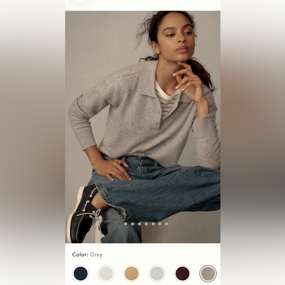 The Jensen Cashmere Cropped Polo Jumper By Pilcro NWT